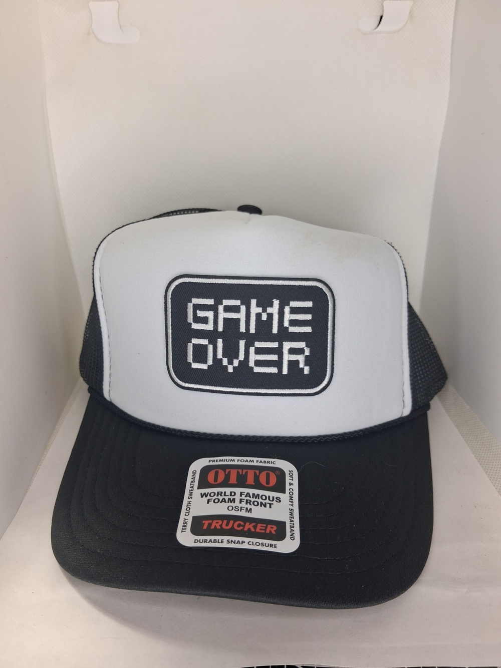 GAME OVER Black & White Trucker Hat by OTTO